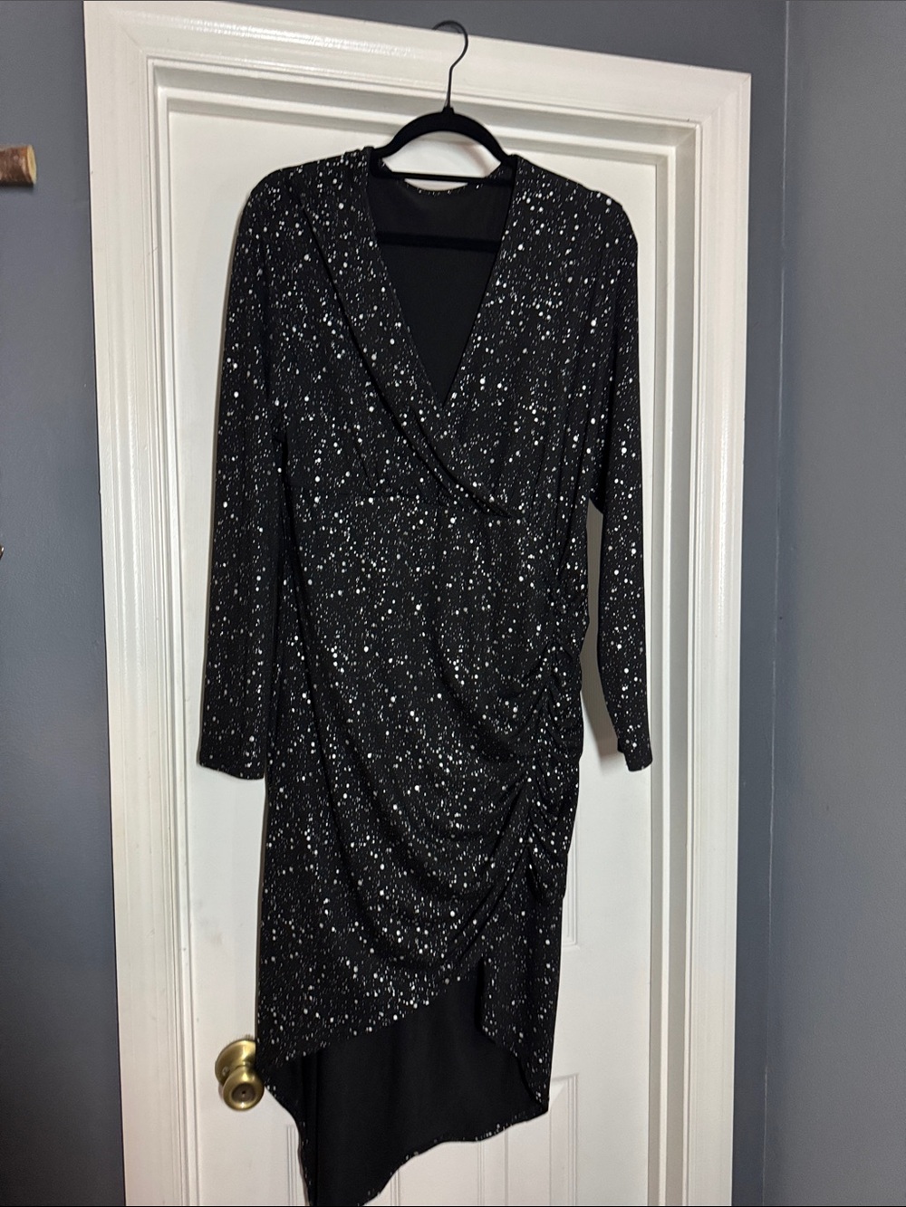 SHEIN Black Sparkle Asymmetrical Wrap Dress